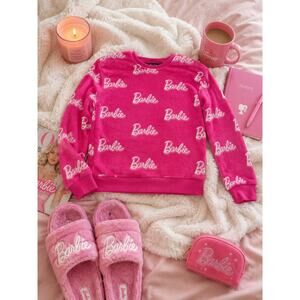 Barbie Pink Plush Fleece Sweatshirt Barbiecore Womens Medium